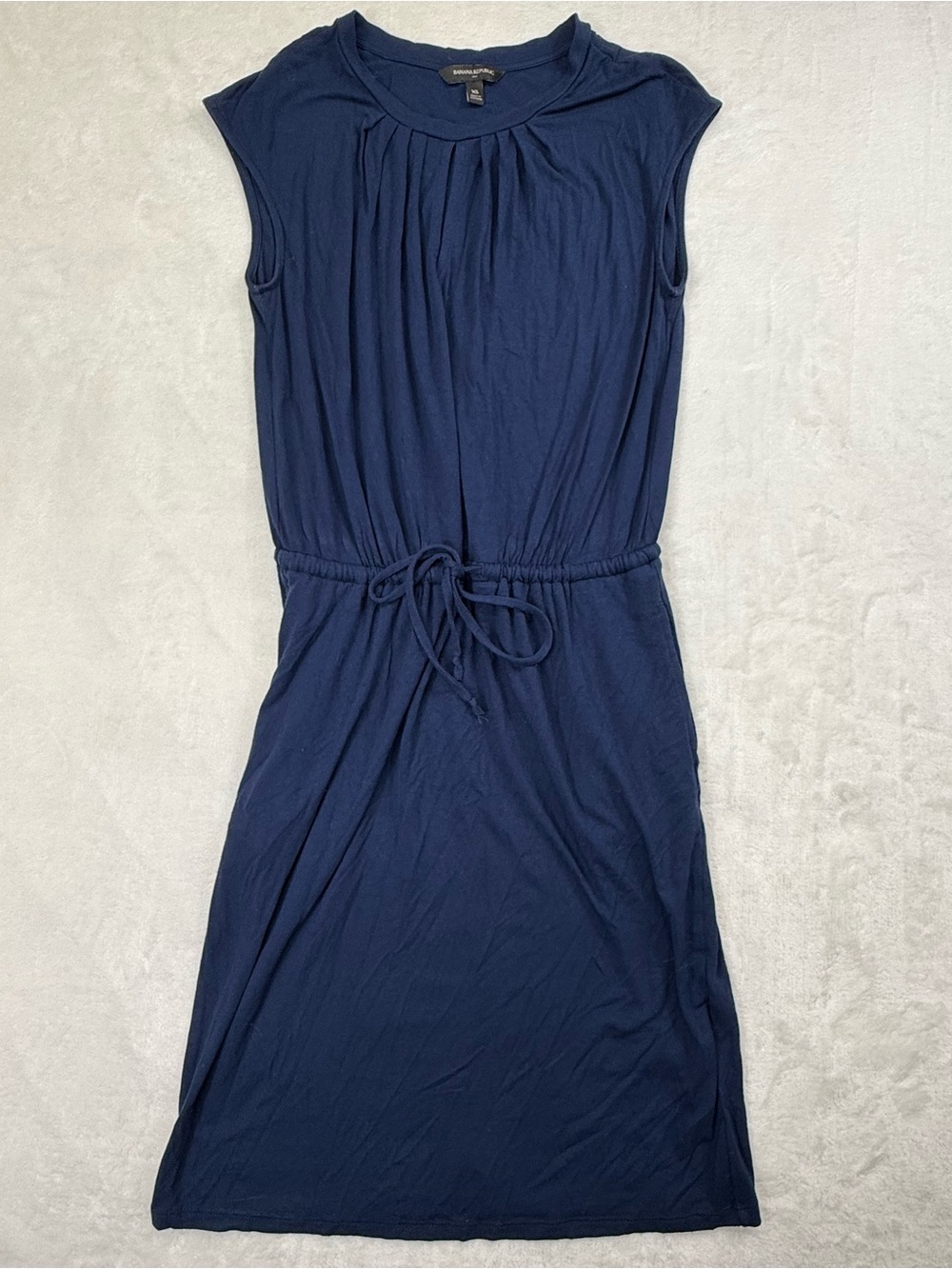 Banana Republic Navy Sleeveless Drawstring Midi Dress
